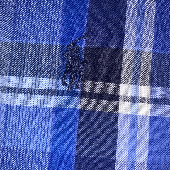 POLO Ralph Lauren blue plaid dress shirt BOYS size 14 16 14/16 - Picture 6 of 10